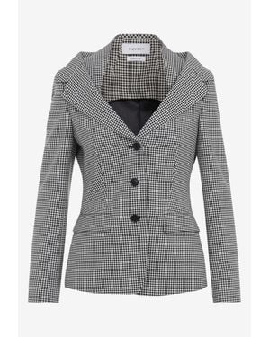 McQueen Single-Breasted Gingham Check Blazer - Gray