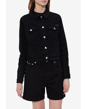 Dolce & Gabbana Logo-Patched Denim Jacket - Black