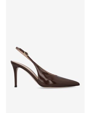 Gianvito Rossi Robbie 85 Calf Leather Slingback Pumps - Brown