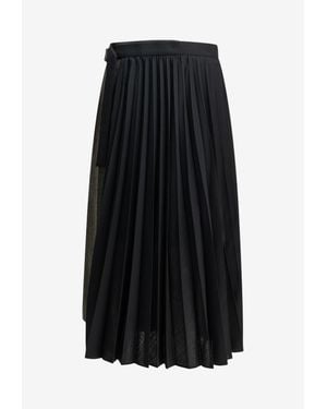 Sacai Paneled Midi Pleated Skirt - Black