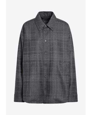 Balenciaga Tartan Check Long-Sleeved Shirt - Gray