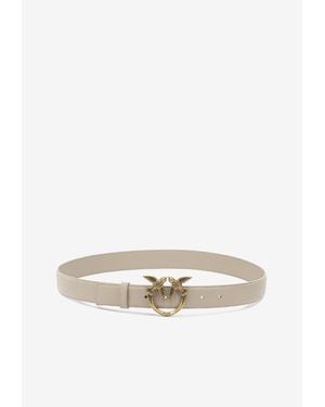 Pinko Love Birds Leather Belt - White