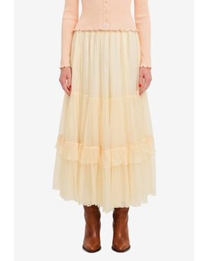 Chloé Tiered Ruffle Maxi Skirt - Natural