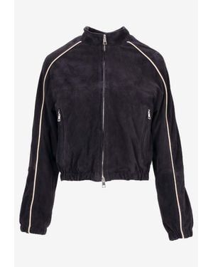 LA ROSE Suede Cropped Jacket - Blue