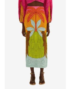 FARM Rio Usiacuri Printed Midi Skirt - Multicolor