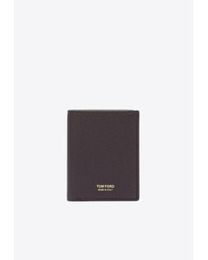 Tom Ford Stamp Logo T-Line Leather Bi-Fold Wallet - White