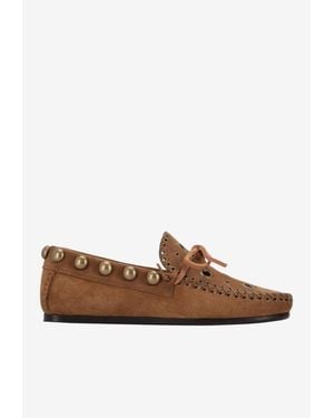 Isabel Marant Fitza Studded Suede Loafers - Brown