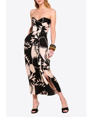 Poupette Collina Printed Midi Dress - Black
