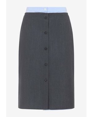 Prada Tailored Wool Skirt - Gray