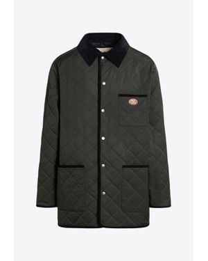 Valentino Quilted Vlogo Patch Jacket - Black