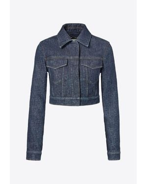 Fendi Denim Cropped Jacket - Blue