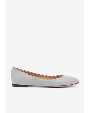 Chloé Lauren Nappa Leather Ballet Flats - Grey