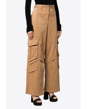 MSGM Straight-Leg Cargo Trousers - Natural