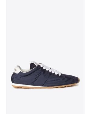 Miu Miu Plume Leather Low-Top Sneakers - Blue