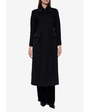McQueen Wool And Cashmere Long Coat - Black