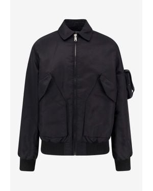 Coperni Nylon Bomber Jacket Featuring Flap Pockets - Blue