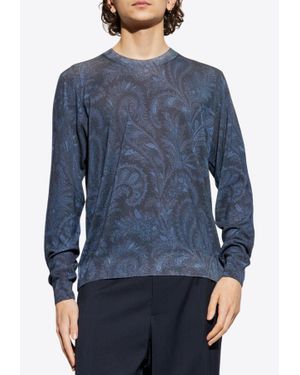 Etro Paisley Print Crewneck Sweater - Blue