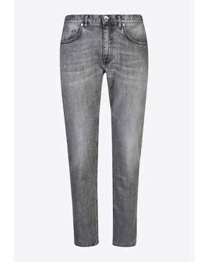 Eleventy Slim-Fit Jeans With Logo-Patch - Gray