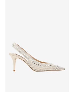 Arteana Trieste 75 Crochet Mesh Slingback Pumps - White