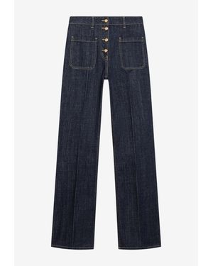 Valentino Logo Patch Washed Jeans - Blue