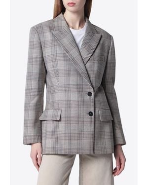 Anine Bing Asymmetric Prince Of Wales Jacket - Grey