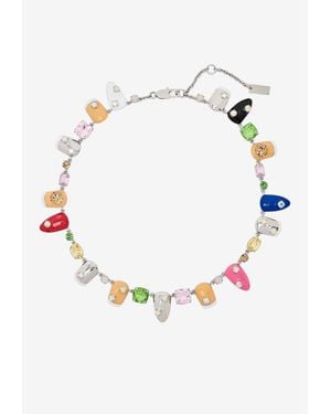 Marc Jacobs Crystal Nails Charm Necklace - White