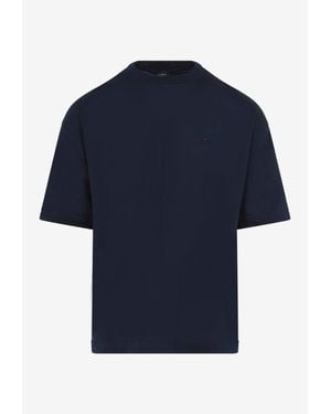 Kiton Logo Embroidered Relaxed T-Shirt - Blue
