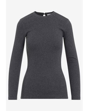 Brunello Cucinelli Long-Sleeved Ribbed T-Shirt - Grey