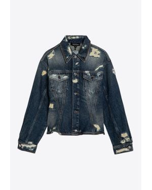 Marc Jacobs Distressed Denim Jacket - Blue