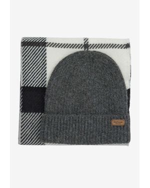 Barbour Pendle Beanie And Blair Scarf Gift Set - Gray