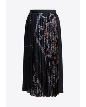 Sacai Paisley Print Pleated Midi Skirt - Black