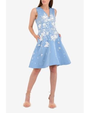 Prabal Gurung Embellished Sleeveless Skater Dress - Blue
