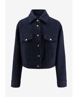 Pinko Tweed Cropped Jacket - Blue