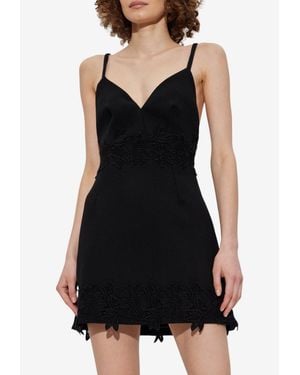 Dolce & Gabbana Wool Crepe Strappy Mini Dress - Black