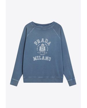 Prada Vintage Effect Logo Sweatshirt - Blue