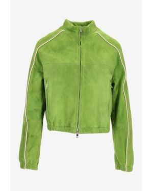 LA ROSE Suede Cropped Jacket - Green