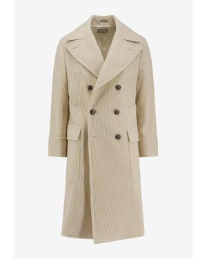 Brunello Cucinelli Double-Breasted Cashmere Coat - Natural