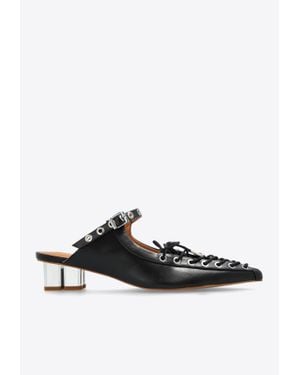 サンダル・ミュール Ganni FW25 MULE LACE-UP (S3039 730) Tawny Port Lace-Up Mules in Brown Oleatex | GANNI US