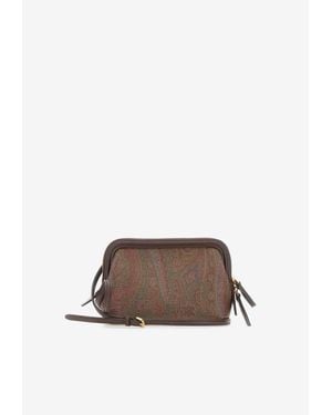 Etro Paisley Jacquard Coated Canvas Shoulder Bag - Brown