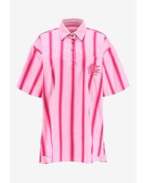 Etro Striped Mini Shirt Dress - Pink