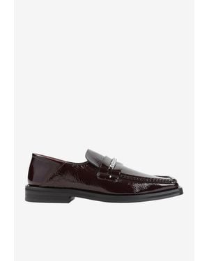 Martine Rose Square-Toe Patent Leather Loafers - White