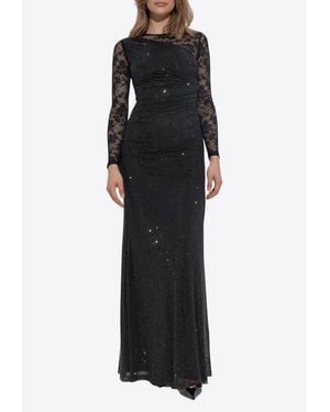 Self-Portrait Studded Lace Gown - Black
