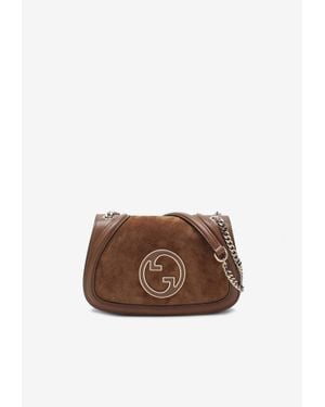 Gucci Medium Blondie Suede Crossbody Bag - Brown