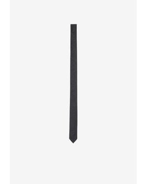 Thom Browne Felted Wool Tie With Name Label - White