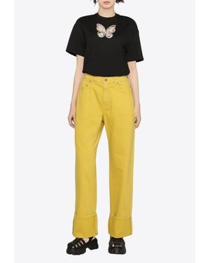 P.A.R.O.S.H. Turn-Up Cuffs Straight-Leg Jeans - Yellow