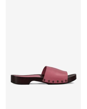 LA ROSE Studded Leather Clogs - Pink