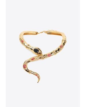Roberto Cavalli Embellished Snake-Shaped Choker Necklace - White