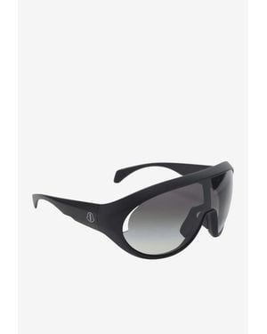 Moncler Contrast Oval Sunglasses With Logo - Black