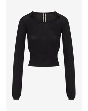 Rick Owens Slashed Cropped Sweater - Black