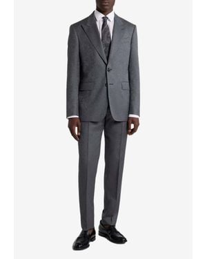 Etro Single-Breasted Wool Jacquard Suit - Grey